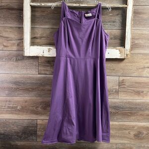 ALAGIRLS Plus Size Sleeveless Purple Empire Waist Aline Flared Swing Dress 2XL